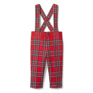 Janie & Jack Tartan Red Pants Christmas Pictures BABY PLAID SUSPENDER PANT 6-12m
